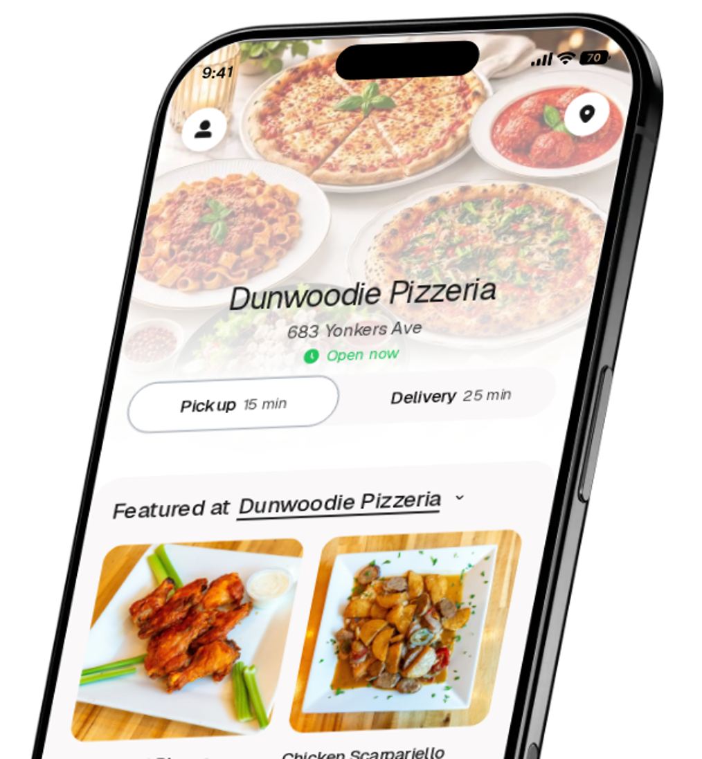 Dunwoodie Pizzeria app preview